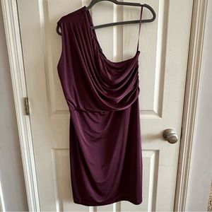 The Limited. Purple one shoulder draped knee length dress